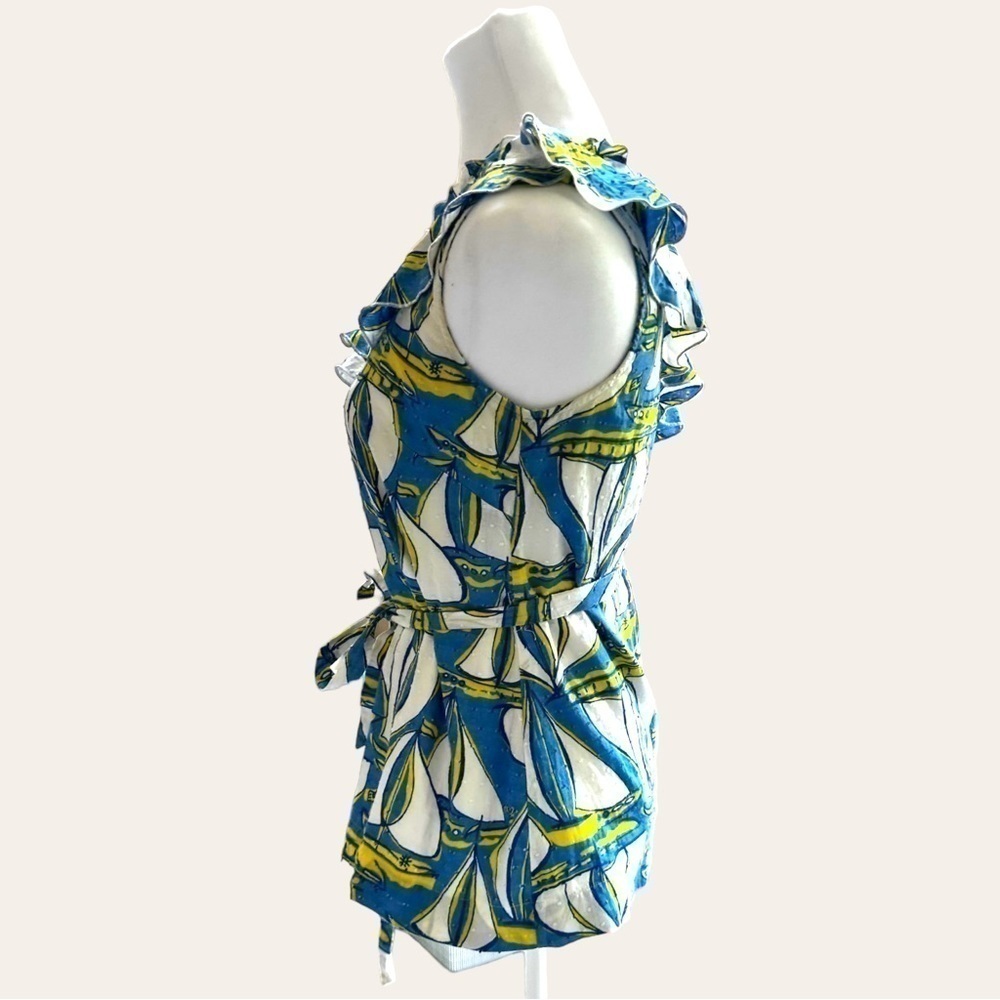Lilly Pulitzer Janine Top Docksider Print one shoulder asymmetrical vacation S - Picture 6 of 9